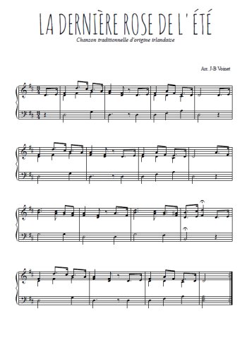 Téléchargez l'arrangement pour piano de la partition de La dernière rose de l'été en PDF